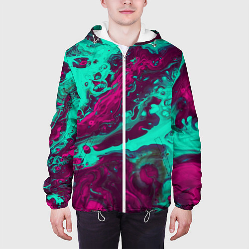 Мужская куртка Абстракция мрамор / 3D-Белый – фото 3