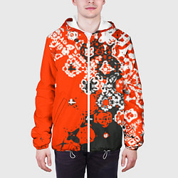 Куртка с капюшоном мужская Красно-черная метаморфоза, цвет: 3D-белый — фото 2