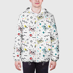 Куртка с капюшоном мужская Паттерн с черепами и геометрическими фигурами на Х, цвет: 3D-белый — фото 2
