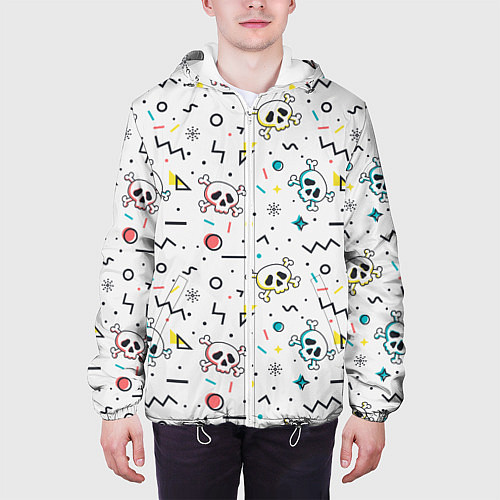 Мужская куртка Паттерн с черепами и геометрическими фигурами на Х / 3D-Белый – фото 3