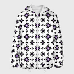 Куртка с капюшоном мужская Абстрактный геометрический орнамент, цвет: 3D-белый