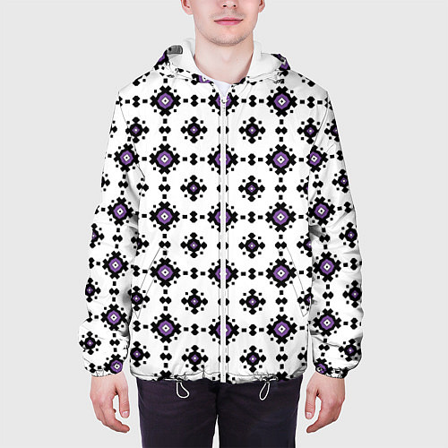 Мужская куртка Абстрактный геометрический орнамент / 3D-Белый – фото 3
