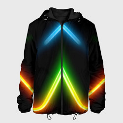 Куртка с капюшоном мужская Neon multicolored lines, цвет: 3D-черный