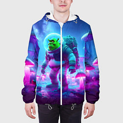 Куртка с капюшоном мужская Шрек бравый космонавт на планете неоновых грибов, цвет: 3D-белый — фото 2