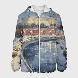 Куртка с капюшоном мужская Новогодние праздники в Москве, цвет: 3D-белый