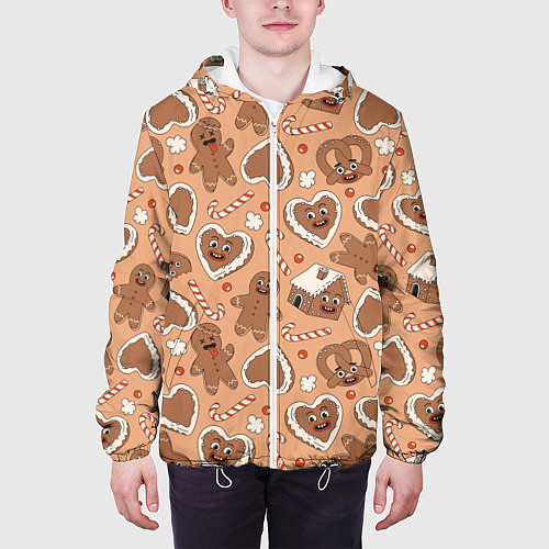 Мужская куртка Паттерн с новогодним печеньем / 3D-Белый – фото 3
