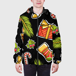 Куртка с капюшоном мужская Рождественский вайб, цвет: 3D-черный — фото 2