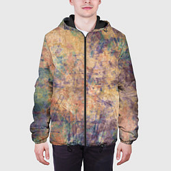 Куртка с капюшоном мужская Абстракция - pink marble with blue flecks, цвет: 3D-черный — фото 2