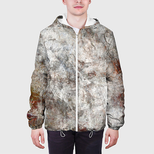 Мужская куртка Абстракция - gray limestone / 3D-Белый – фото 3