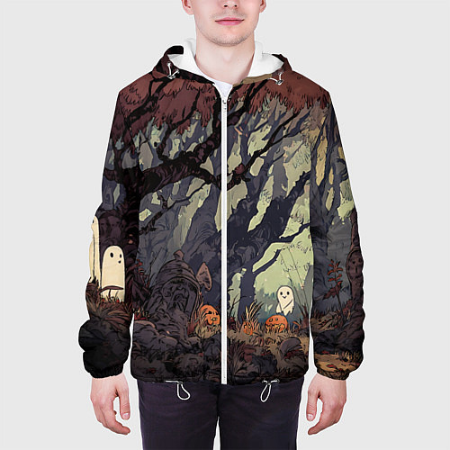 Мужская куртка Призрачный лес / 3D-Белый – фото 3