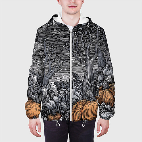 Мужская куртка Осенние шалости духов / 3D-Белый – фото 3
