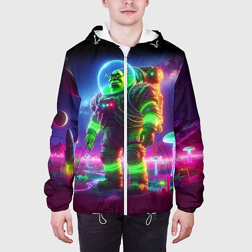 Мужская куртка Космонавт Шрук в неоновом скафандре на загадочной / 3D-Белый – фото 3