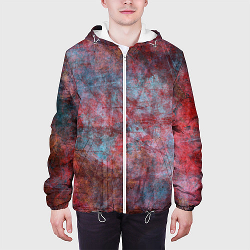 Мужская куртка Абстракция - red rust on blue / 3D-Белый – фото 3
