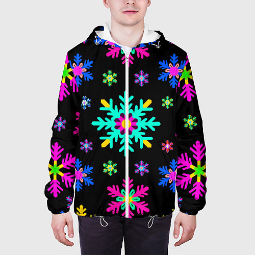 Мужская куртка Снежинки ретро / 3D-Белый – фото 3