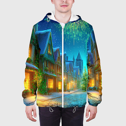 Мужская куртка Праздничный новогодний салют / 3D-Белый – фото 3