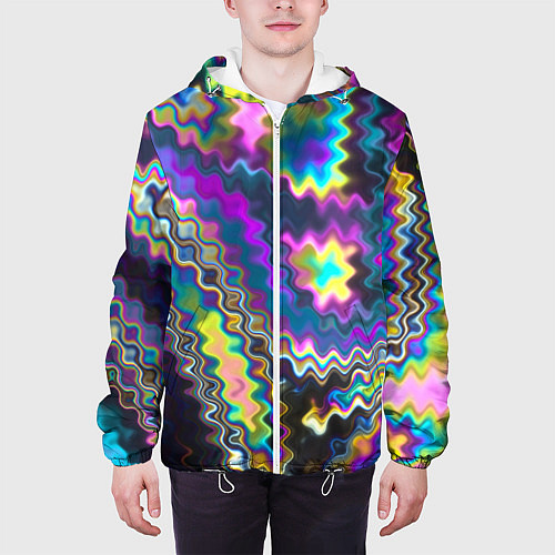 Мужская куртка Абстракция переливы / 3D-Белый – фото 3