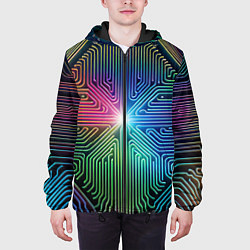 Куртка с капюшоном мужская Линейная графика, цвет: 3D-черный — фото 2