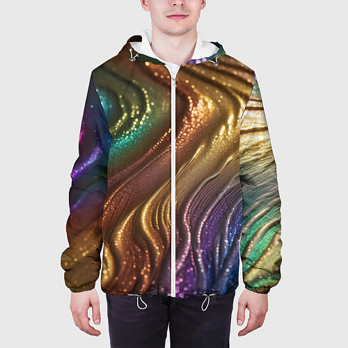 Мужская куртка Сморщенные складочки жидкости / 3D-Белый – фото 3