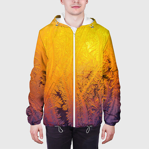 Мужская куртка Узоры золотистого инея / 3D-Белый – фото 3