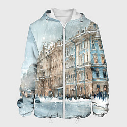 Куртка с капюшоном мужская Снежный день в Санкт-Петербурге, цвет: 3D-белый