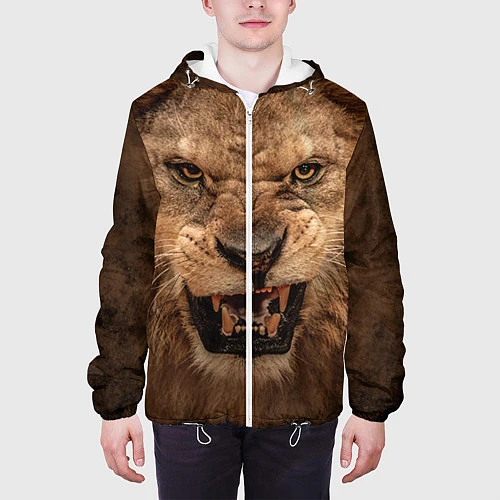 Мужская куртка Взгляд льва / 3D-Белый – фото 3