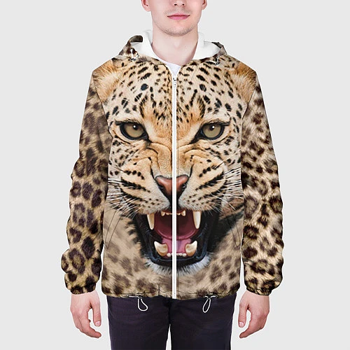 Мужская куртка Взгляд леопарда / 3D-Белый – фото 3