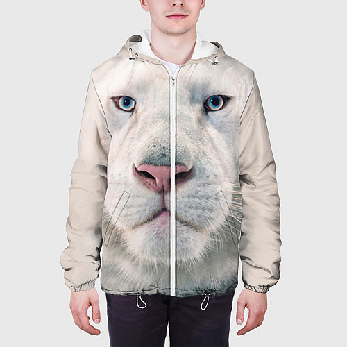Мужская куртка Взгляд белого льва / 3D-Белый – фото 3