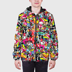 Куртка с капюшоном мужская Стикербомбинг, цвет: 3D-черный — фото 2