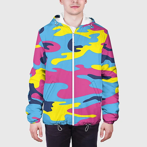Мужская куртка Камуфляж: голубой/розовый/желтый / 3D-Белый – фото 3