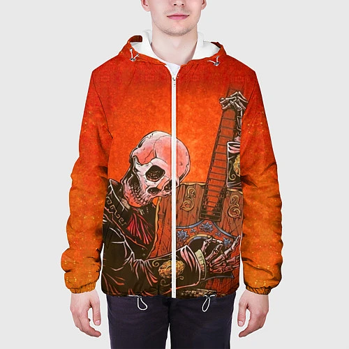 Мужская куртка Скелет с гитарой / 3D-Белый – фото 3