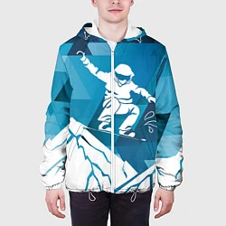 Куртка с капюшоном мужская Горы и сноубордист, цвет: 3D-белый — фото 2