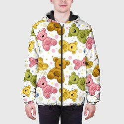 Куртка с капюшоном мужская Любимые медвежата, цвет: 3D-черный — фото 2