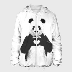 Куртка с капюшоном мужская Panda Love, цвет: 3D-белый