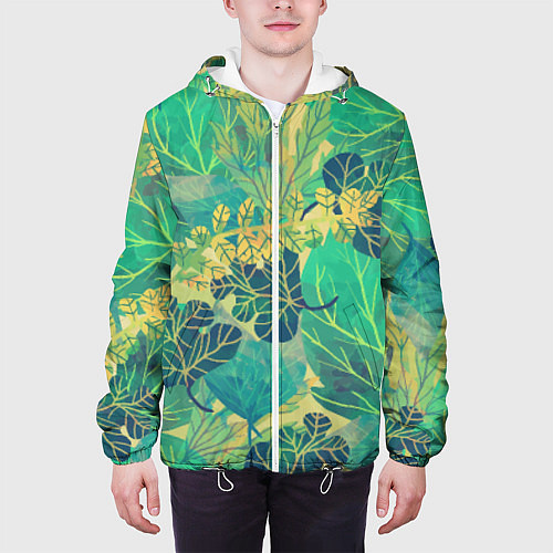Мужская куртка Узор из листьев / 3D-Белый – фото 3