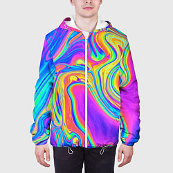 Куртка с капюшоном мужская Цветные разводы, цвет: 3D-белый — фото 2