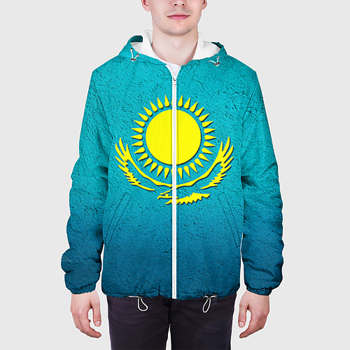 Мужская куртка Флаг Казахстана / 3D-Белый – фото 3