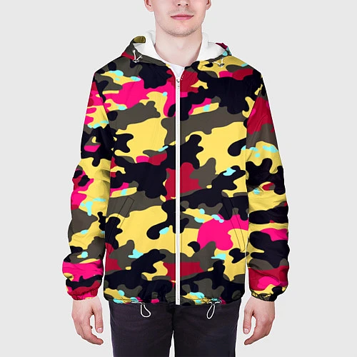 Мужская куртка Камуфляж: желтый/черный/розовый / 3D-Белый – фото 3
