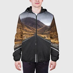 Куртка с капюшоном мужская Пейзаж горная трасса, цвет: 3D-черный — фото 2