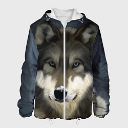 Куртка с капюшоном мужская Зимний волк, цвет: 3D-белый