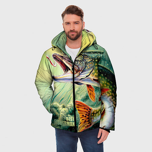 Мужская зимняя куртка Лучший щучий рыбак / 3D-Черный – фото 3