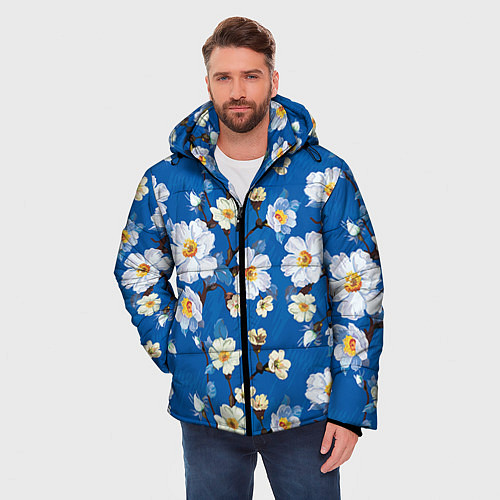 Мужская зимняя куртка Цветы ретро 5 / 3D-Черный – фото 3