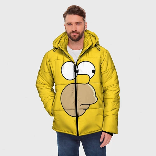 Мужская зимняя куртка Лицо Гомера / 3D-Черный – фото 3