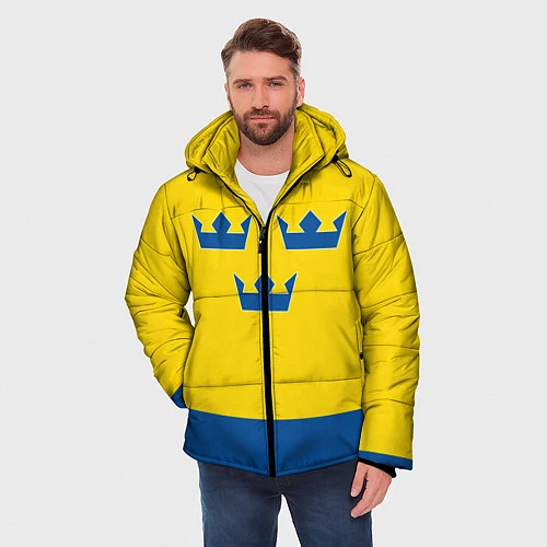 Мужская зимняя куртка Сборная Швеции: домашняя форма / 3D-Черный – фото 3