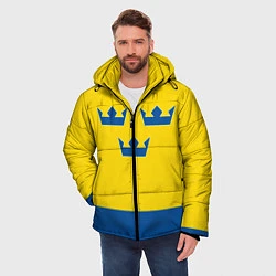 Куртка зимняя мужская Сборная Швеции: домашняя форма, цвет: 3D-черный — фото 2