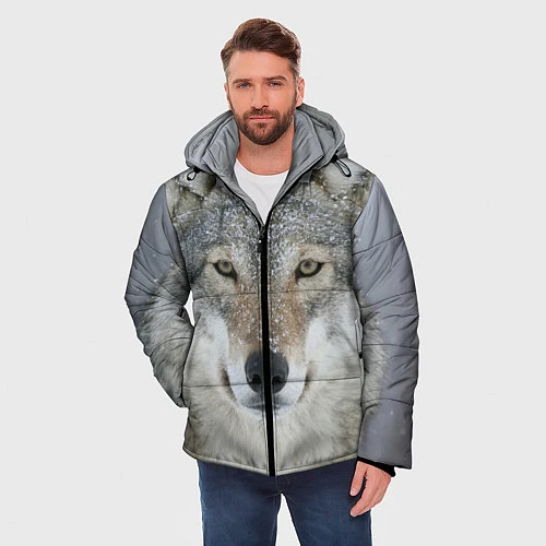 Мужская зимняя куртка Милый волк / 3D-Светло-серый – фото 3