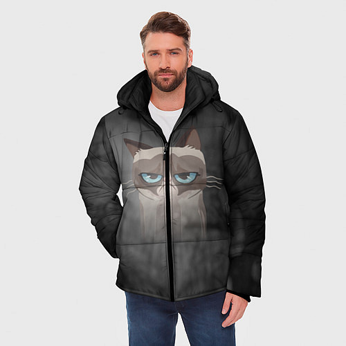 Мужская зимняя куртка Grumpy Cat / 3D-Черный – фото 3