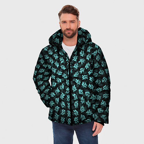 Мужская зимняя куртка Инопланетный текст / 3D-Черный – фото 3