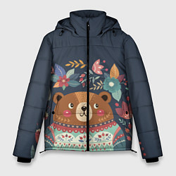 Куртка зимняя мужская Осенний медведь, цвет: 3D-черный