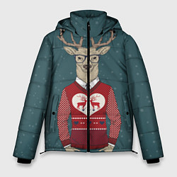 Куртка зимняя мужская Олень хипстер, цвет: 3D-светло-серый