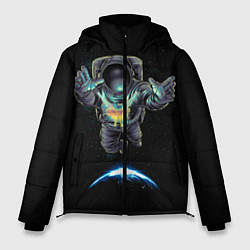 Куртка зимняя мужская Космическая бабочка, цвет: 3D-черный